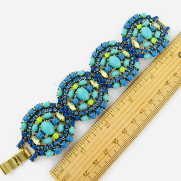 :: S&D💙🎋SeaGoddess BlueGreen Statement Bracelet - Picture 7 of 8